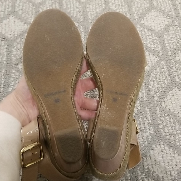 Kanna raffia/patent leather wedge sandals in blush - Picture 6 of 6